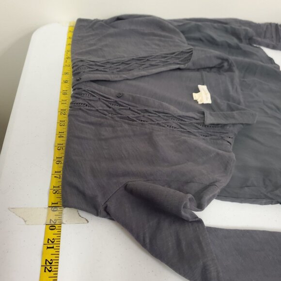 Meadow Rue Womens Button Up Bohemian Top Size M Gray Lagenlook Hippie Neutral - Picture 7 of 11